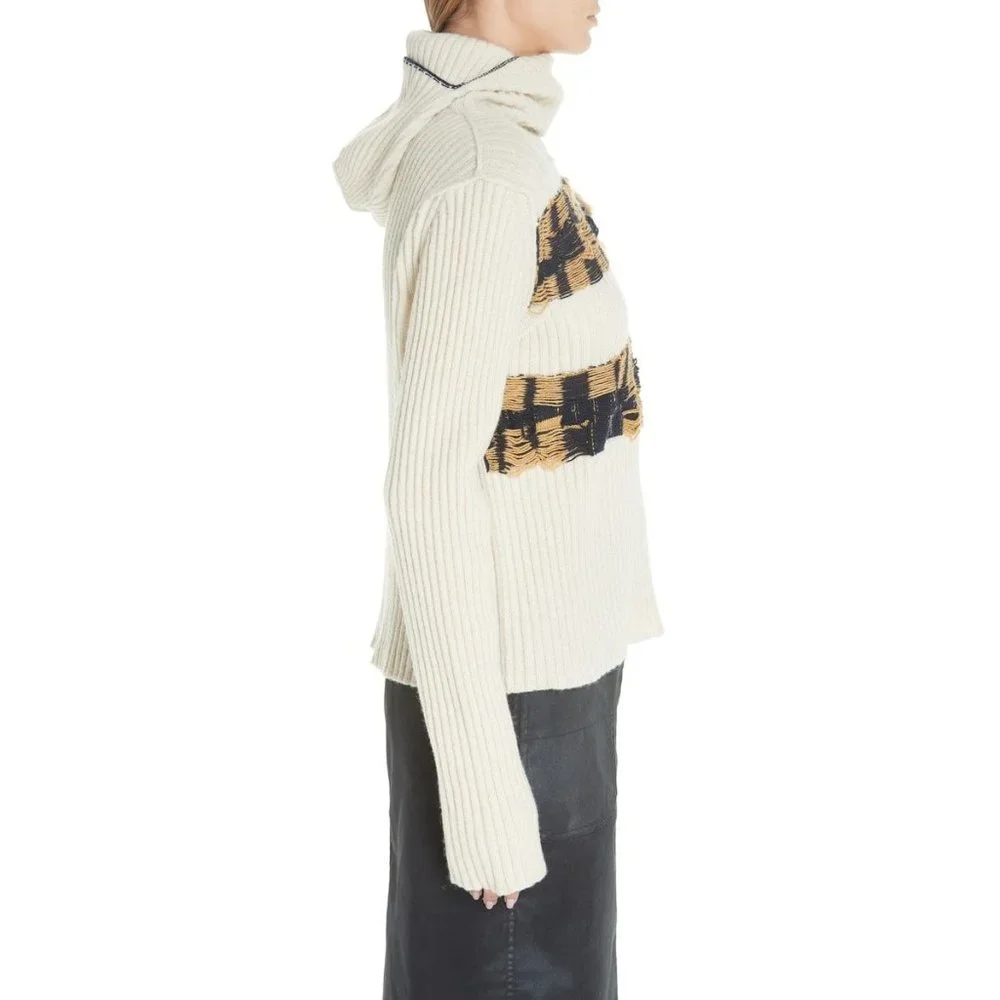 Calvin Klein 205W39NYC Quilt Jacquard Stripe Sweater Ivory Medium New Nwt Womens - Picture 5 of 16